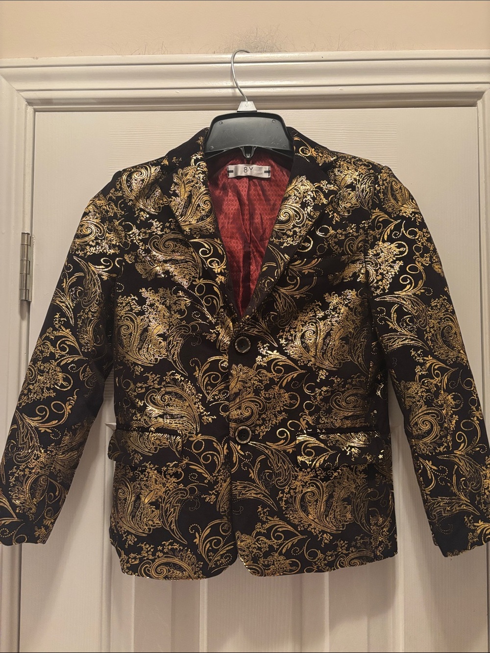 Men's Black Jacket with Gold Paisley Accents